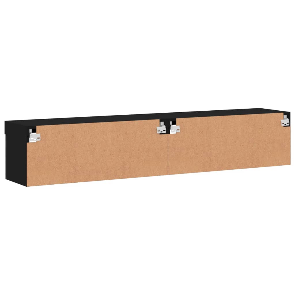 Έπιπλα Τηλεόρασης με LED 2 τεμ. Μαύρα 80 x 30 x 30 εκ. - Pakobazaar