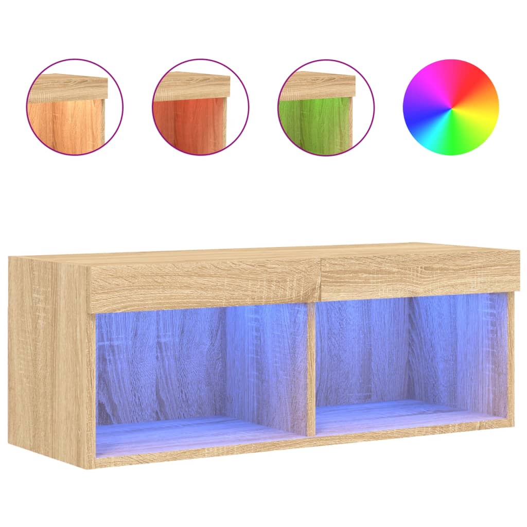 Έπιπλο Τηλεόρασης με LED Sonoma Δρυς 80x30x30 εκ. - Pakobazaar