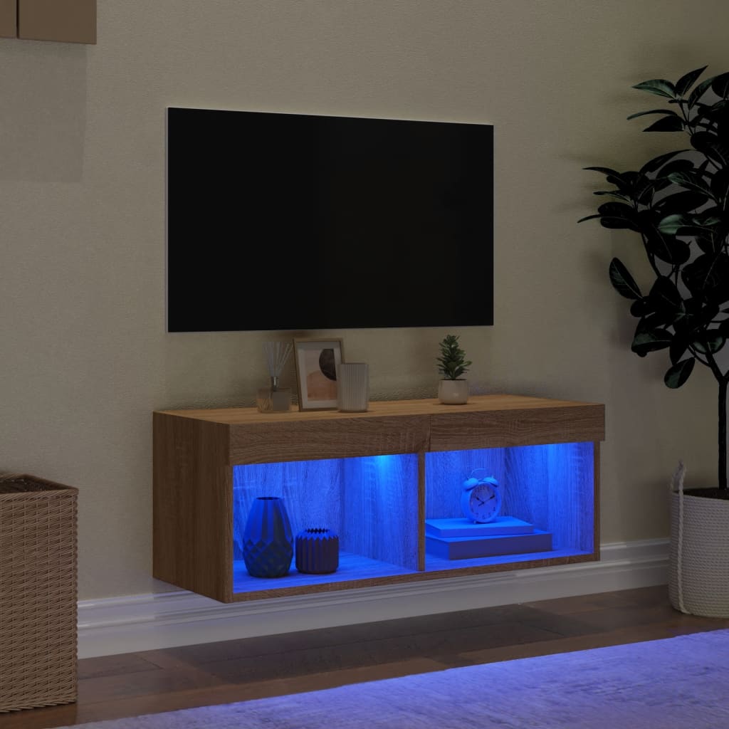 Έπιπλο Τηλεόρασης με LED Sonoma Δρυς 80x30x30 εκ. - Pakobazaar
