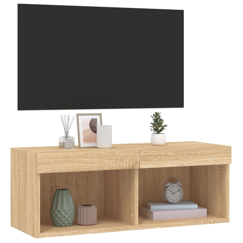 Έπιπλο Τηλεόρασης με LED Sonoma Δρυς 80x30x30 εκ. - Pakobazaar