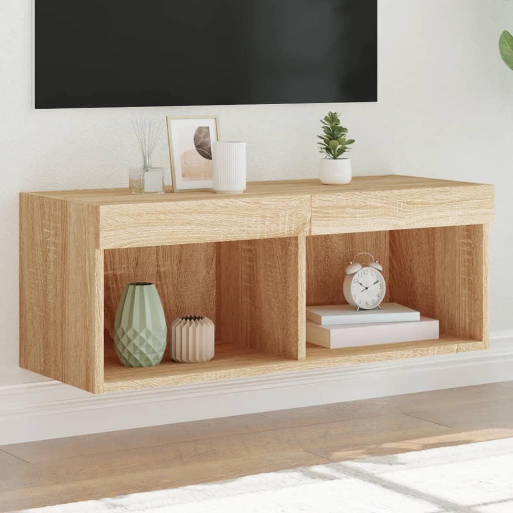 Έπιπλο Τηλεόρασης με LED Sonoma Δρυς 80x30x30 εκ. - Pakobazaar