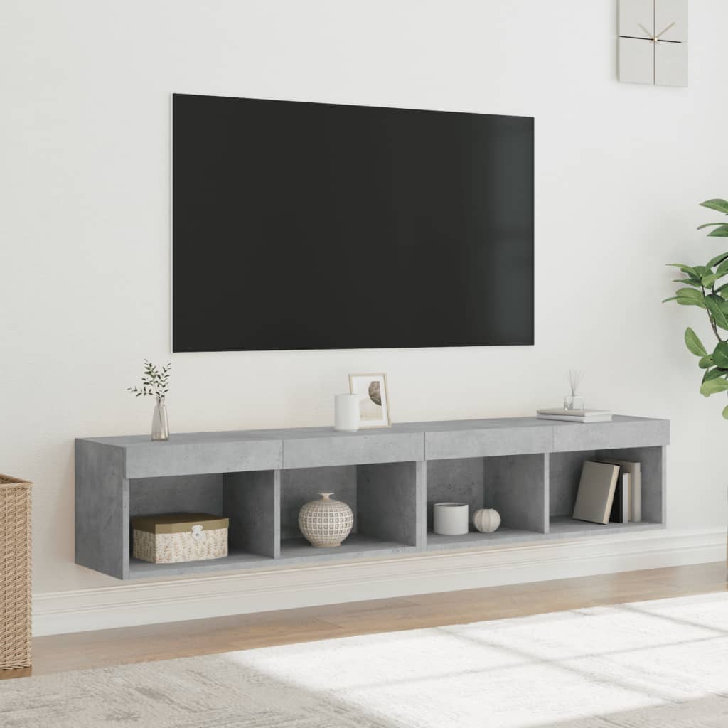 Έπιπλα Τηλεόρασης με LED 2 τεμ. Γκρι Σκυροδέματος 80x30x30εκ. - Pakobazaar