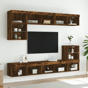 Έπιπλο Τηλεόρασης με LED Καπνιστή Δρυς 80x30x30 εκ. - Pakobazaar