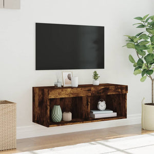 Έπιπλο Τηλεόρασης με LED Καπνιστή Δρυς 80x30x30 εκ. - Pakobazaar
