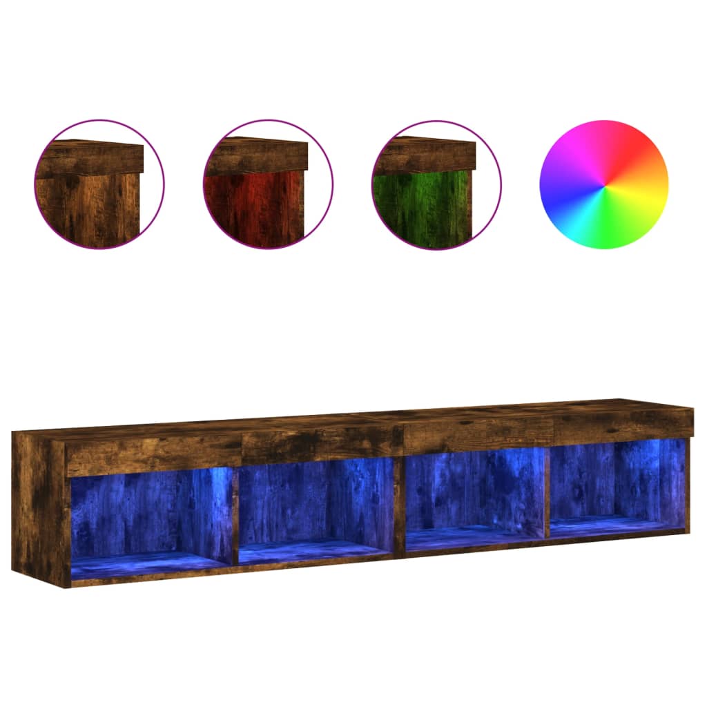 Έπιπλα Τηλεόρασης με LED 2 τεμ. Καπνιστή Δρυς 80 x 30 x 30 εκ. - Pakobazaar