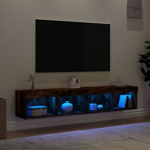 Έπιπλα Τηλεόρασης με LED 2 τεμ. Καπνιστή Δρυς 80 x 30 x 30 εκ.