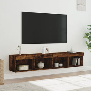 Έπιπλα Τηλεόρασης με LED 2 τεμ. Καπνιστή Δρυς 80 x 30 x 30 εκ.
