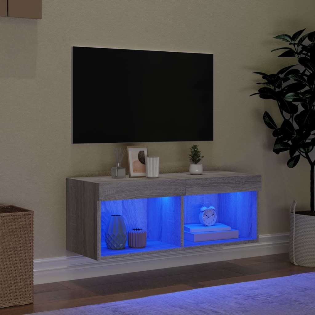 Έπιπλο Τηλεόρασης με LED Γκρι Sonoma 80x30x30 εκ. - Pakobazaar
