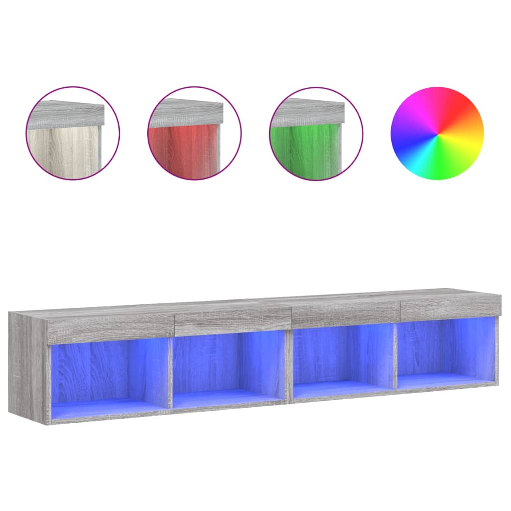 Έπιπλα Τηλεόρασης με LED 2 τεμ. Γκρι Sonoma 80 x 30 x 30 εκ. - Pakobazaar