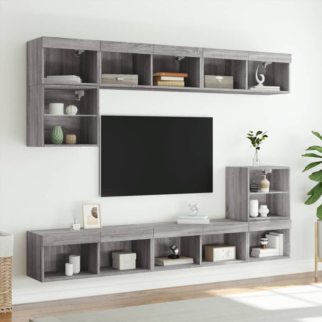 Έπιπλα Τηλεόρασης με LED 2 τεμ. Γκρι Sonoma 80 x 30 x 30 εκ. - Pakobazaar