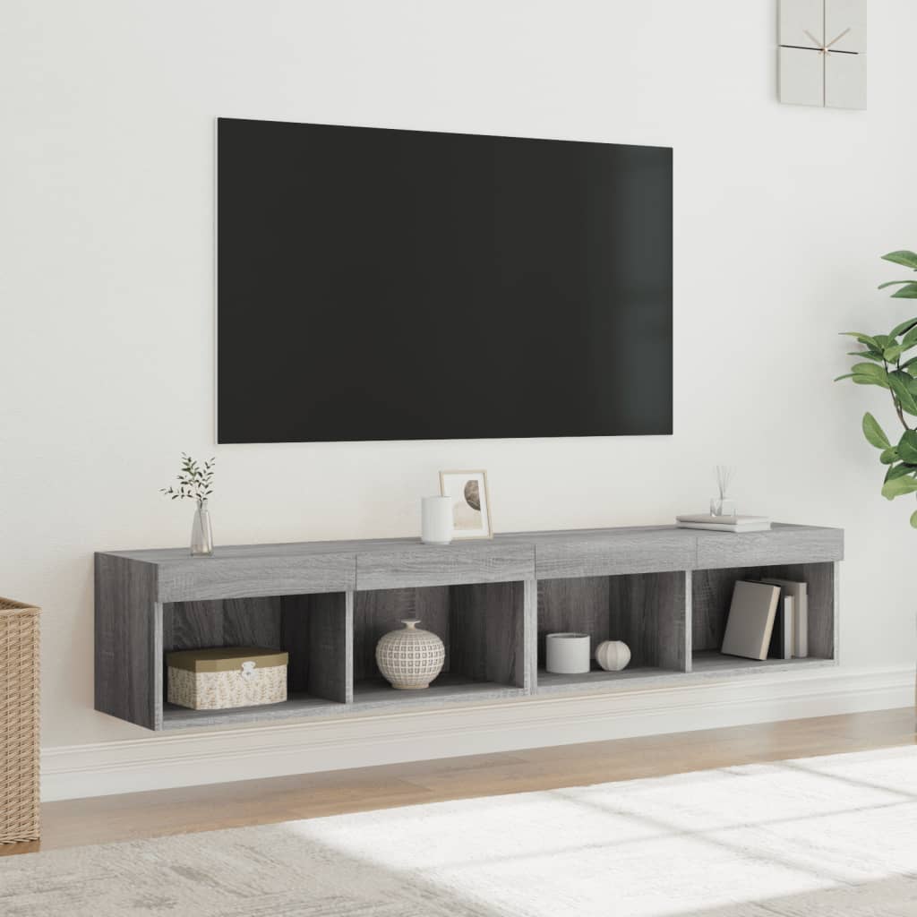 Έπιπλα Τηλεόρασης με LED 2 τεμ. Γκρι Sonoma 80 x 30 x 30 εκ. - Pakobazaar