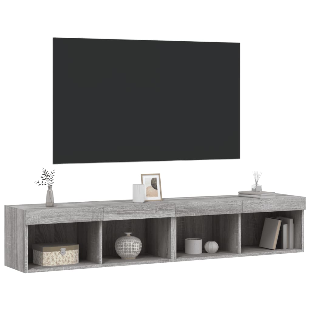 Έπιπλα Τηλεόρασης με LED 2 τεμ. Γκρι Sonoma 80 x 30 x 30 εκ. - Pakobazaar