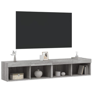 Έπιπλα Τηλεόρασης με LED 2 τεμ. Γκρι Sonoma 80 x 30 x 30 εκ.