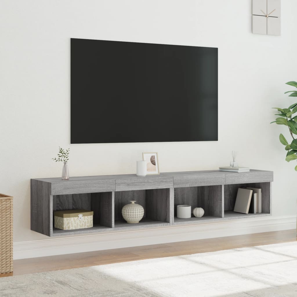 Έπιπλα Τηλεόρασης με LED 2 τεμ. Γκρι Sonoma 80 x 30 x 30 εκ. - Pakobazaar