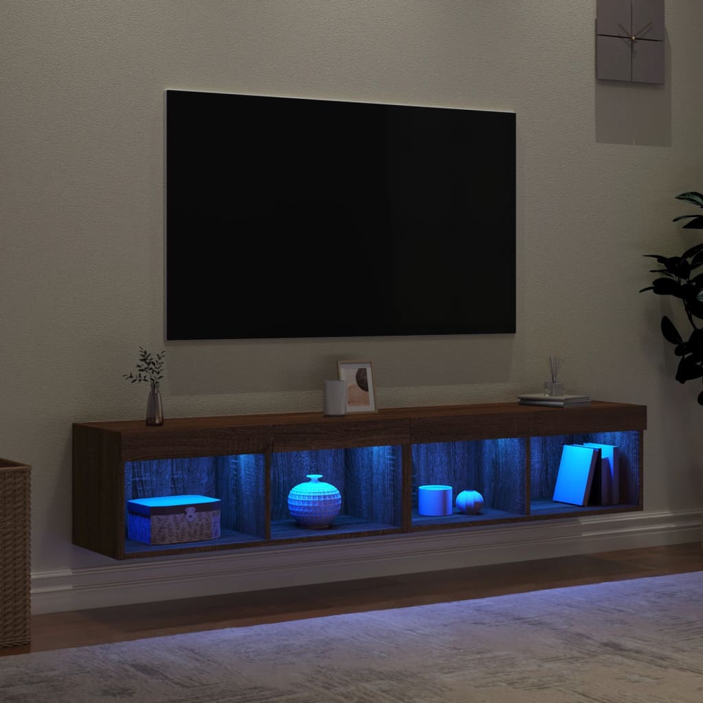 Έπιπλα Τηλεόρασης με LED 2 τεμ. Καφέ Δρυς 80 x 30 x 30 εκ.