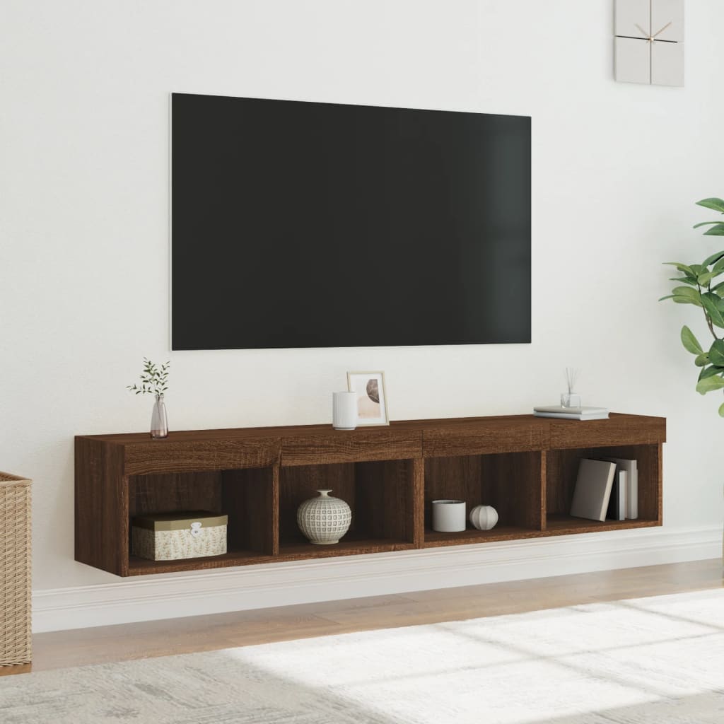 Έπιπλα Τηλεόρασης με LED 2 τεμ. Καφέ Δρυς 80 x 30 x 30 εκ.