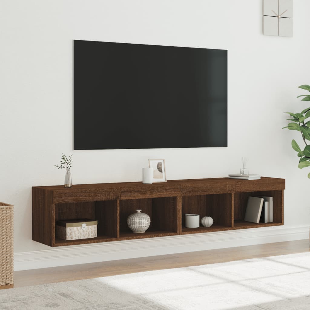 Έπιπλα Τηλεόρασης με LED 2 τεμ. Καφέ Δρυς 80 x 30 x 30 εκ.