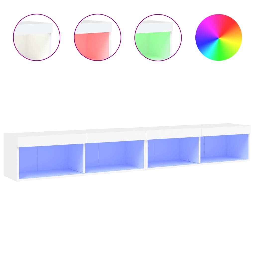 Έπιπλα Τηλεόρασης με LED 2 τεμ. Λευκά 100 x 30 x 30 εκ. - Pakobazaar