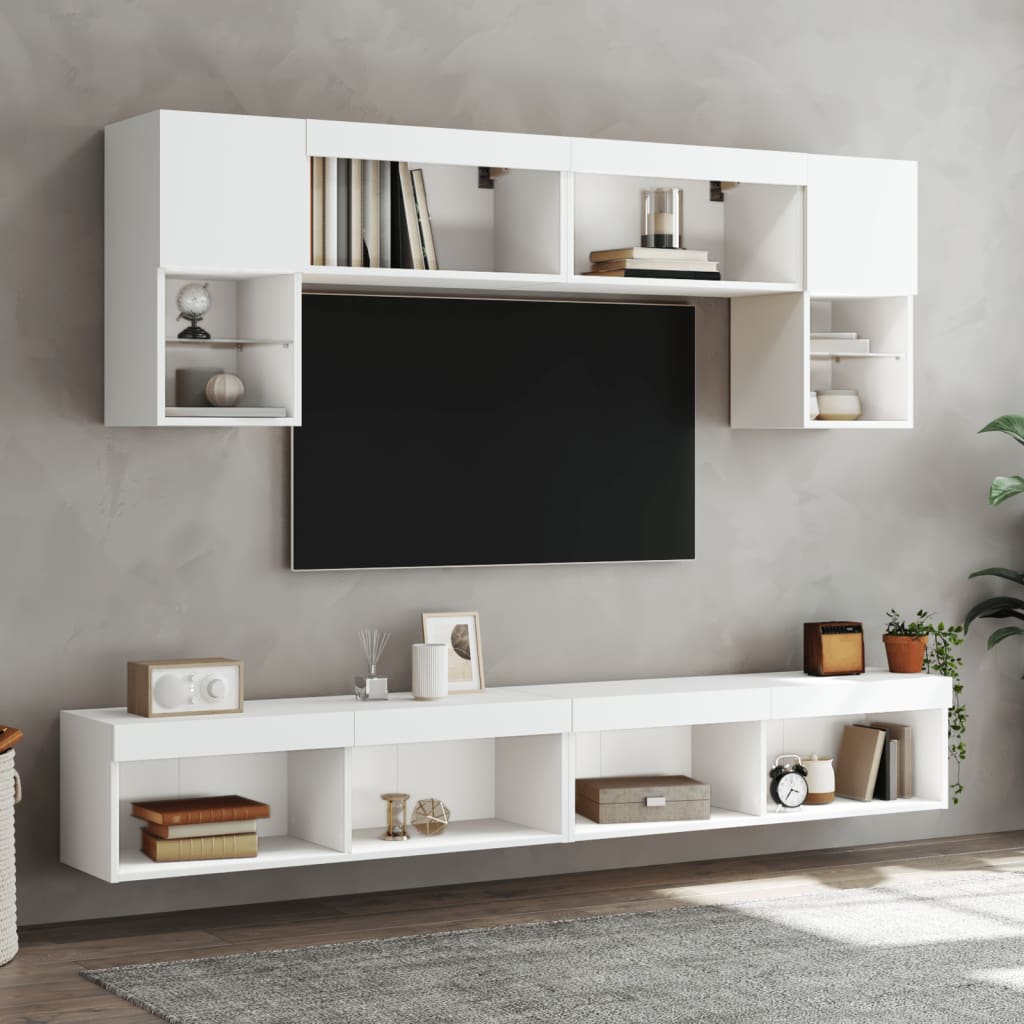 Έπιπλα Τηλεόρασης με LED 2 τεμ. Λευκά 100 x 30 x 30 εκ. - Pakobazaar