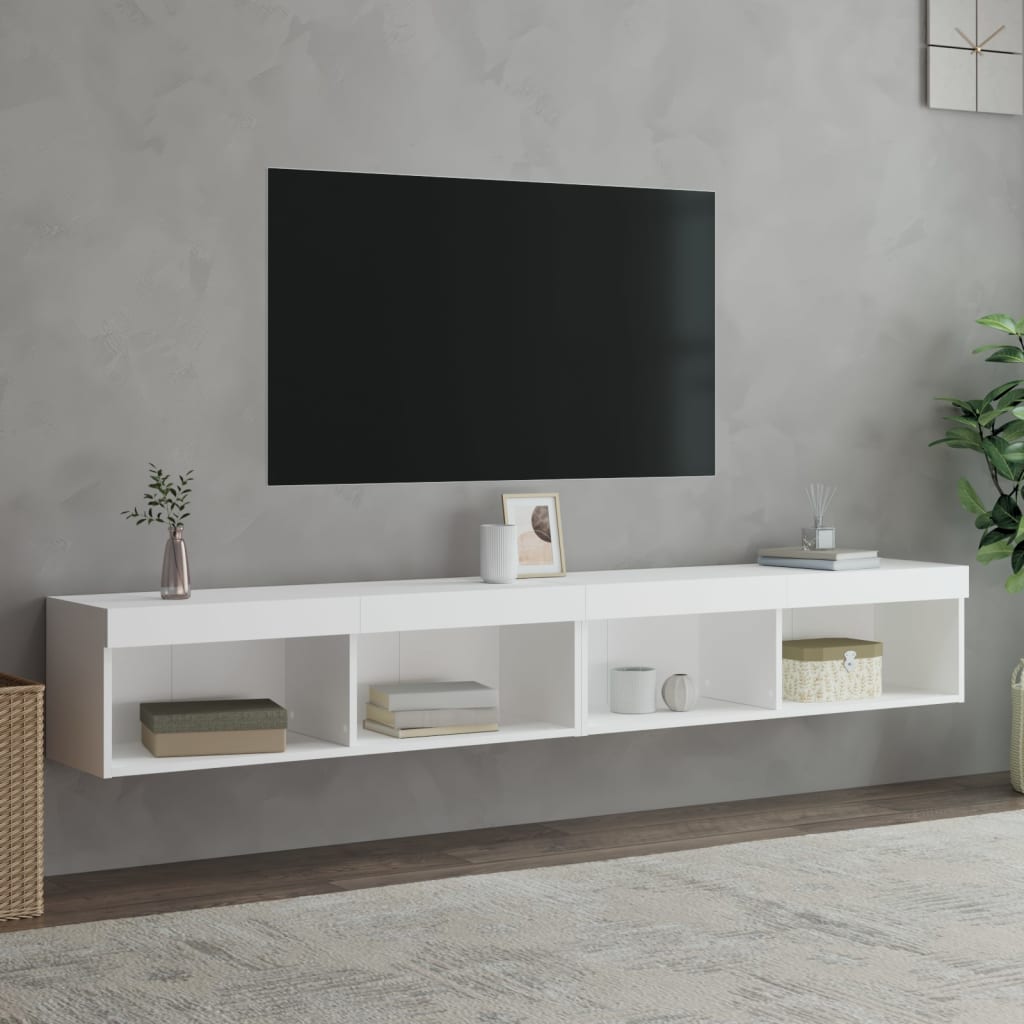 Έπιπλα Τηλεόρασης με LED 2 τεμ. Λευκά 100 x 30 x 30 εκ. - Pakobazaar