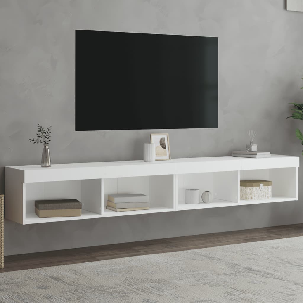 Έπιπλα Τηλεόρασης με LED 2 τεμ. Λευκά 100 x 30 x 30 εκ. - Pakobazaar