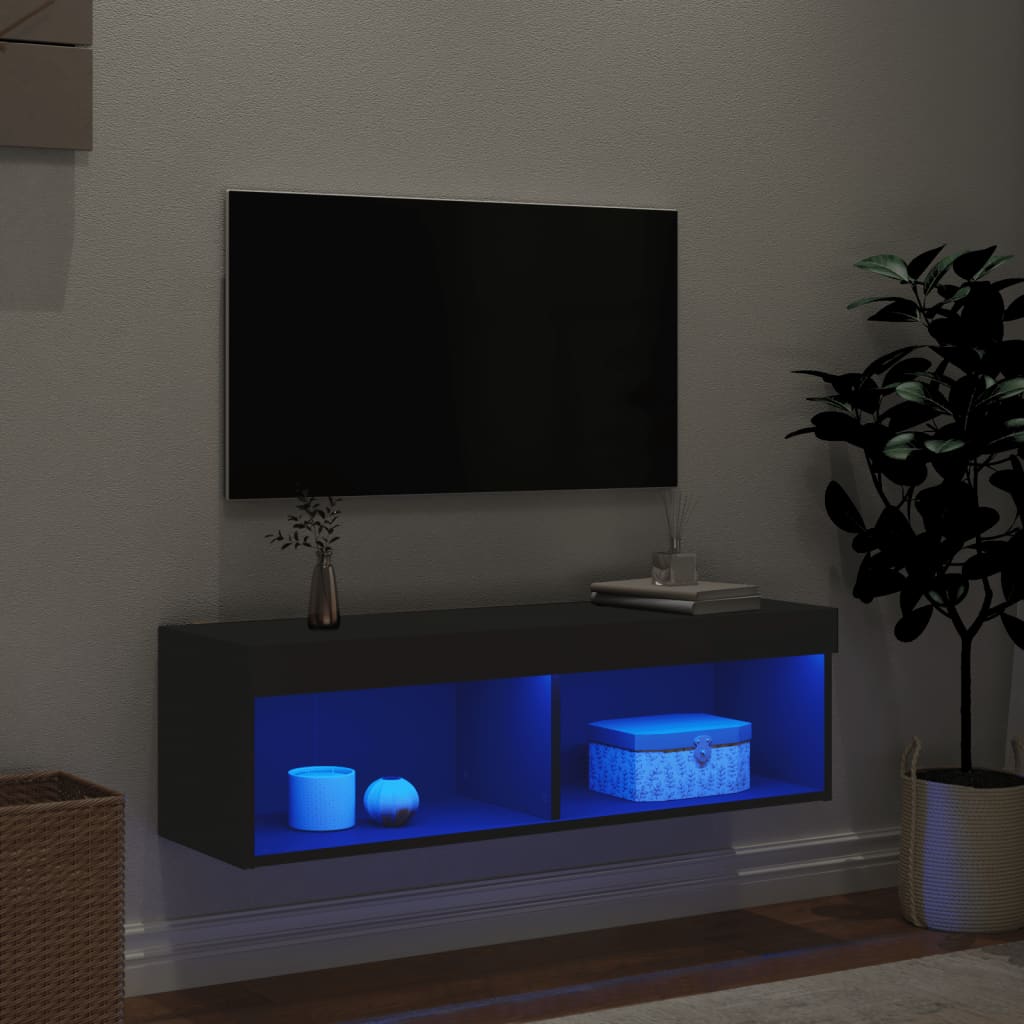 Έπιπλο Τηλεόρασης με LED Μαύρο 100x30x30 εκ.