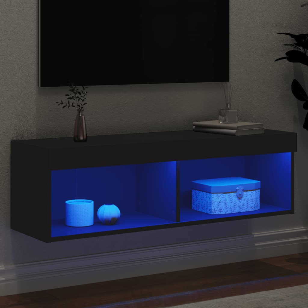 Έπιπλο Τηλεόρασης με LED Μαύρο 100x30x30 εκ.