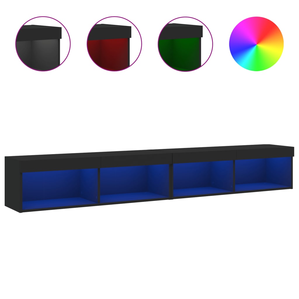 Έπιπλα Τηλεόρασης με LED 2 τεμ. Μαύρα 100 x 30 x 30 εκ.