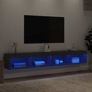 Έπιπλα Τηλεόρασης με LED 2 τεμ. Μαύρα 100 x 30 x 30 εκ.