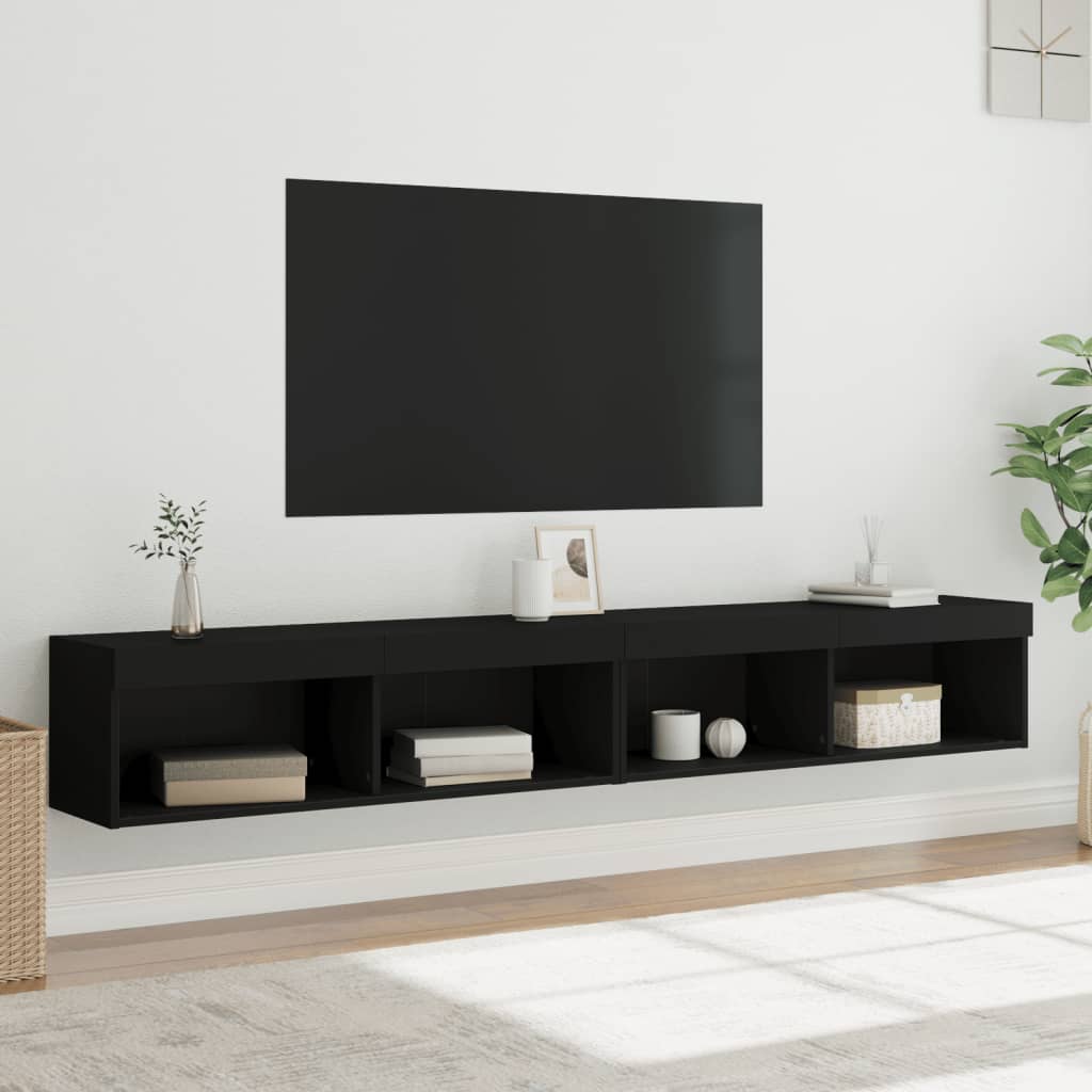 Έπιπλα Τηλεόρασης με LED 2 τεμ. Μαύρα 100 x 30 x 30 εκ.
