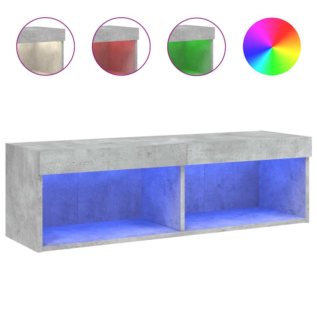 Έπιπλο Τηλεόρασης με LED Γκρι Σκυροδέματος 100x30x30 εκ. - Pakobazaar