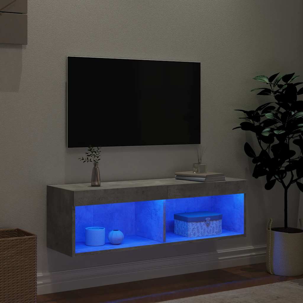 Έπιπλο Τηλεόρασης με LED Γκρι Σκυροδέματος 100x30x30 εκ. - Pakobazaar
