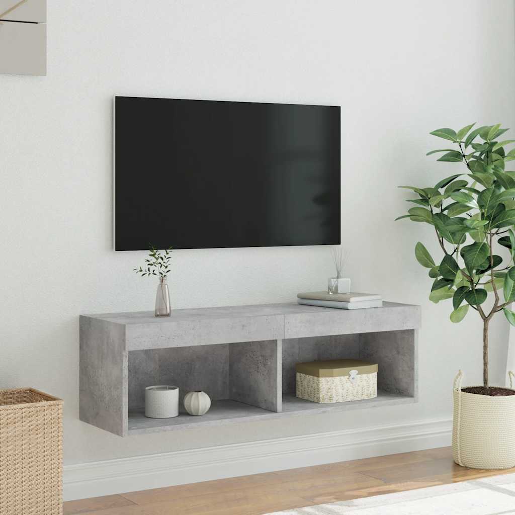 Έπιπλο Τηλεόρασης με LED Γκρι Σκυροδέματος 100x30x30 εκ. - Pakobazaar