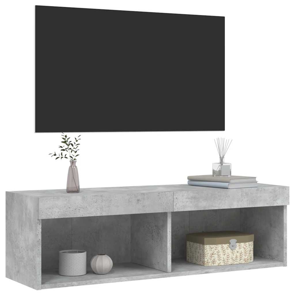 Έπιπλο Τηλεόρασης με LED Γκρι Σκυροδέματος 100x30x30 εκ. - Pakobazaar