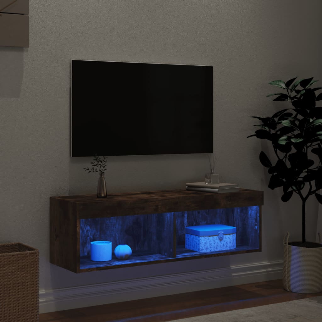 Έπιπλο Τηλεόρασης με LED Καπνιστή Δρυς 100x30x30 εκ. - Pakobazaar