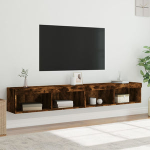 Έπιπλα Τηλεόρασης με LED 2 τεμ. Καπνιστή Δρυς 100 x 30 x 30 εκ. - Pakobazaar