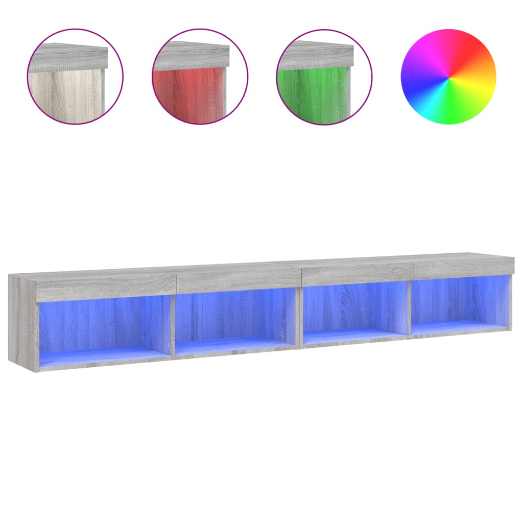 Έπιπλα Τηλεόρασης με LED 2 τεμ. Γκρι Sonoma 100 x 30 x 30 εκ. - Pakobazaar