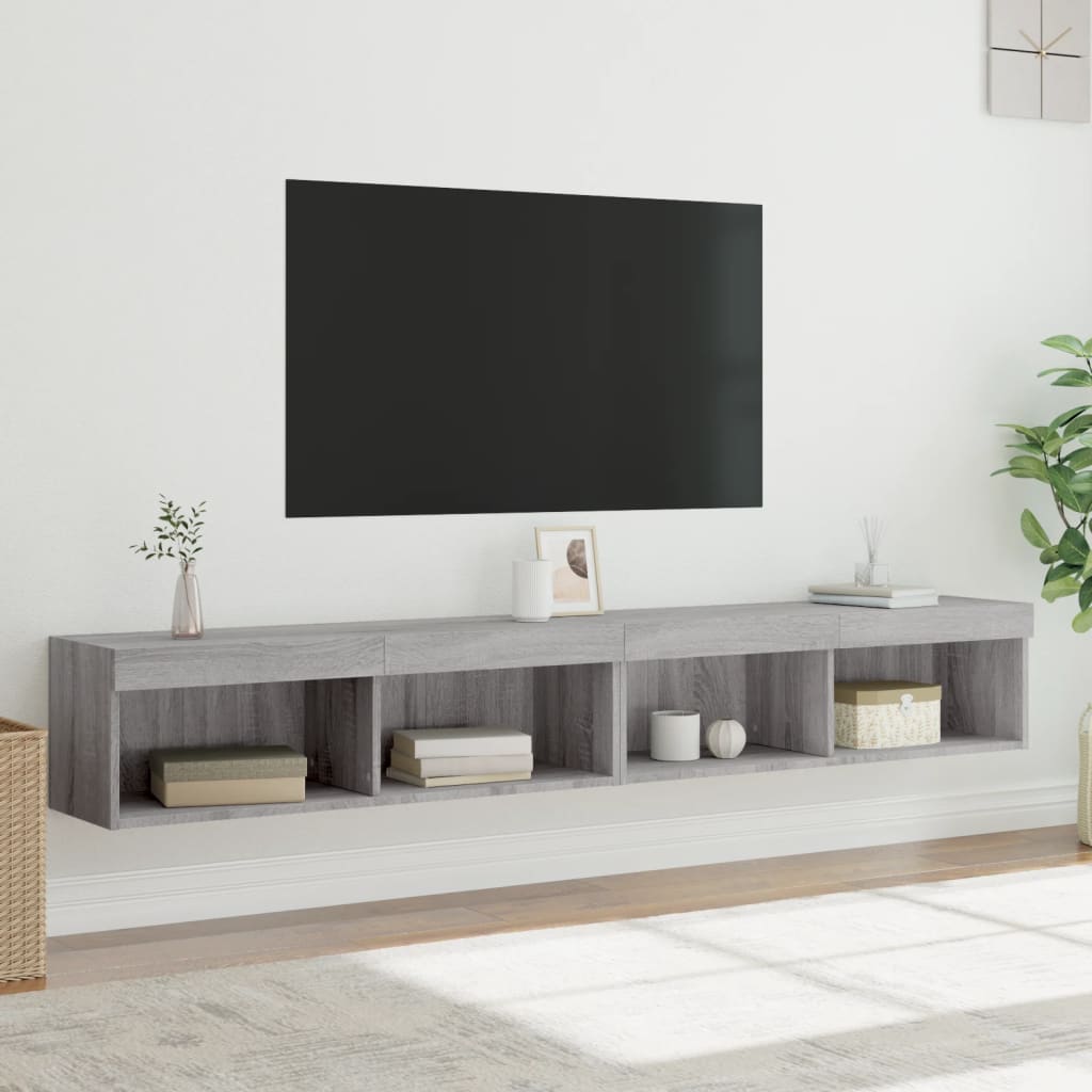 Έπιπλα Τηλεόρασης με LED 2 τεμ. Γκρι Sonoma 100 x 30 x 30 εκ. - Pakobazaar