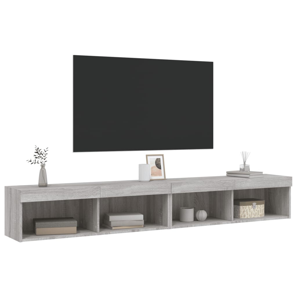 Έπιπλα Τηλεόρασης με LED 2 τεμ. Γκρι Sonoma 100 x 30 x 30 εκ. - Pakobazaar