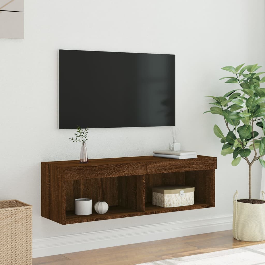 Έπιπλο Τηλεόρασης με LED Καφέ Δρυς 100 x 30 x 30 εκ. - Pakobazaar