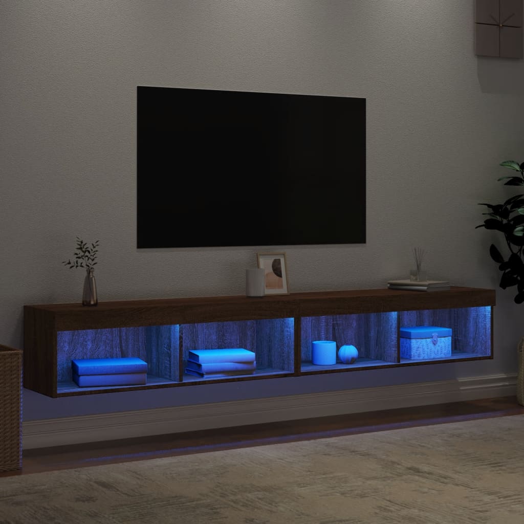 Έπιπλα Τηλεόρασης με LED 2 τεμ. Καφέ Δρυς 100 x 30 x 30 εκ. - Pakobazaar