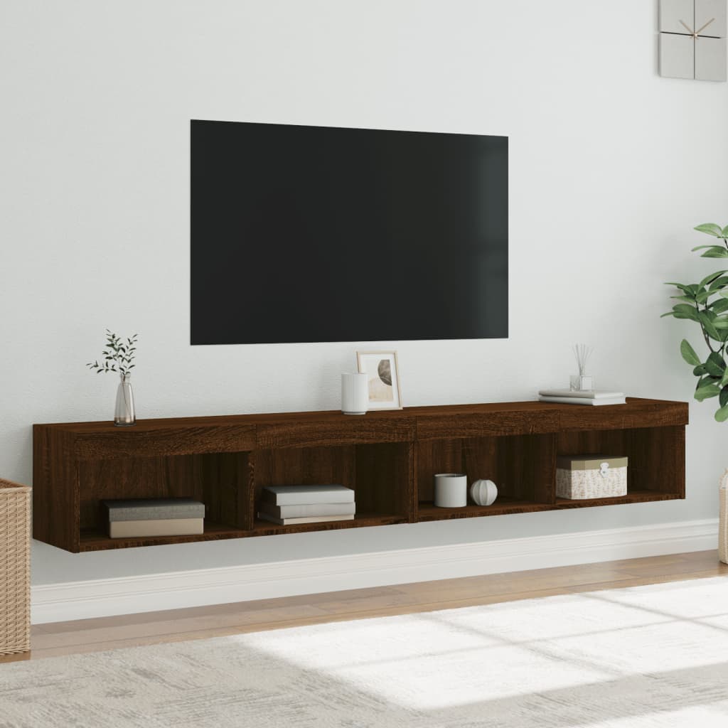 Έπιπλα Τηλεόρασης με LED 2 τεμ. Καφέ Δρυς 100 x 30 x 30 εκ. - Pakobazaar