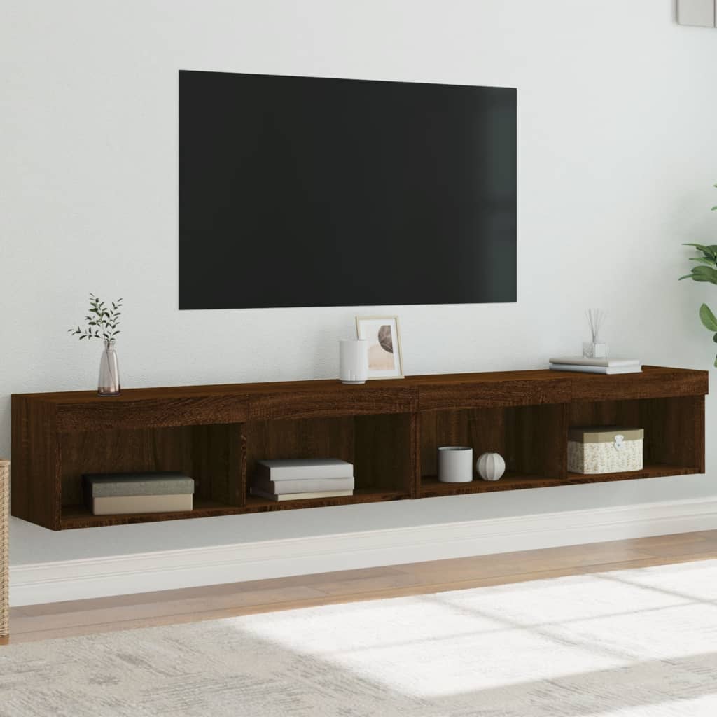 Έπιπλα Τηλεόρασης με LED 2 τεμ. Καφέ Δρυς 100 x 30 x 30 εκ. - Pakobazaar