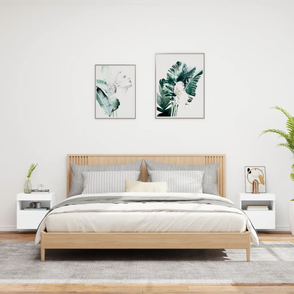 Έπιπλα Τοίχου Τηλεόρασης με LED 2 Τεμ. Λευκά 40x30x40 εκ. - Pakobazaar