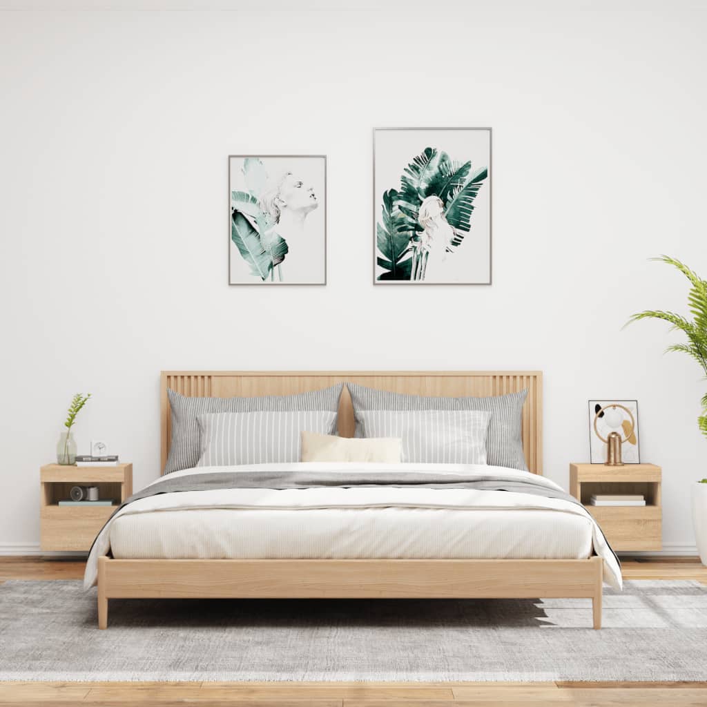 Έπιπλα Τοίχου Τηλ. με LED 2 Τεμ. Sonoma Δρυς 40x30x40 εκ. - Pakobazaar