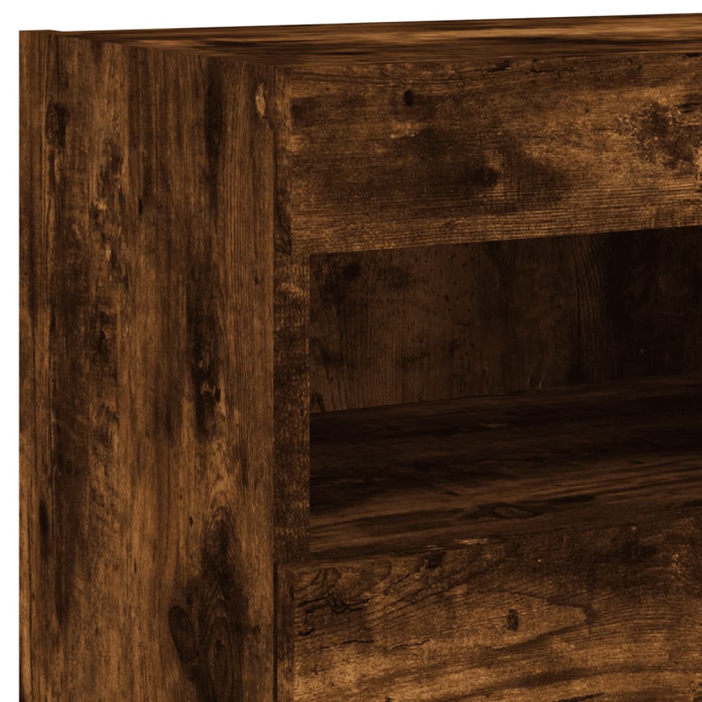 Έπιπλο Τοίχου Τηλεόρασης με LED Καπνιστή Δρυς 40x30x40 εκ. - Pakobazaar