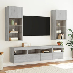 Έπιπλο Τοίχου Τηλεόρασης με LED Γκρι Sonoma 40x30x40 εκ. - Pakobazaar