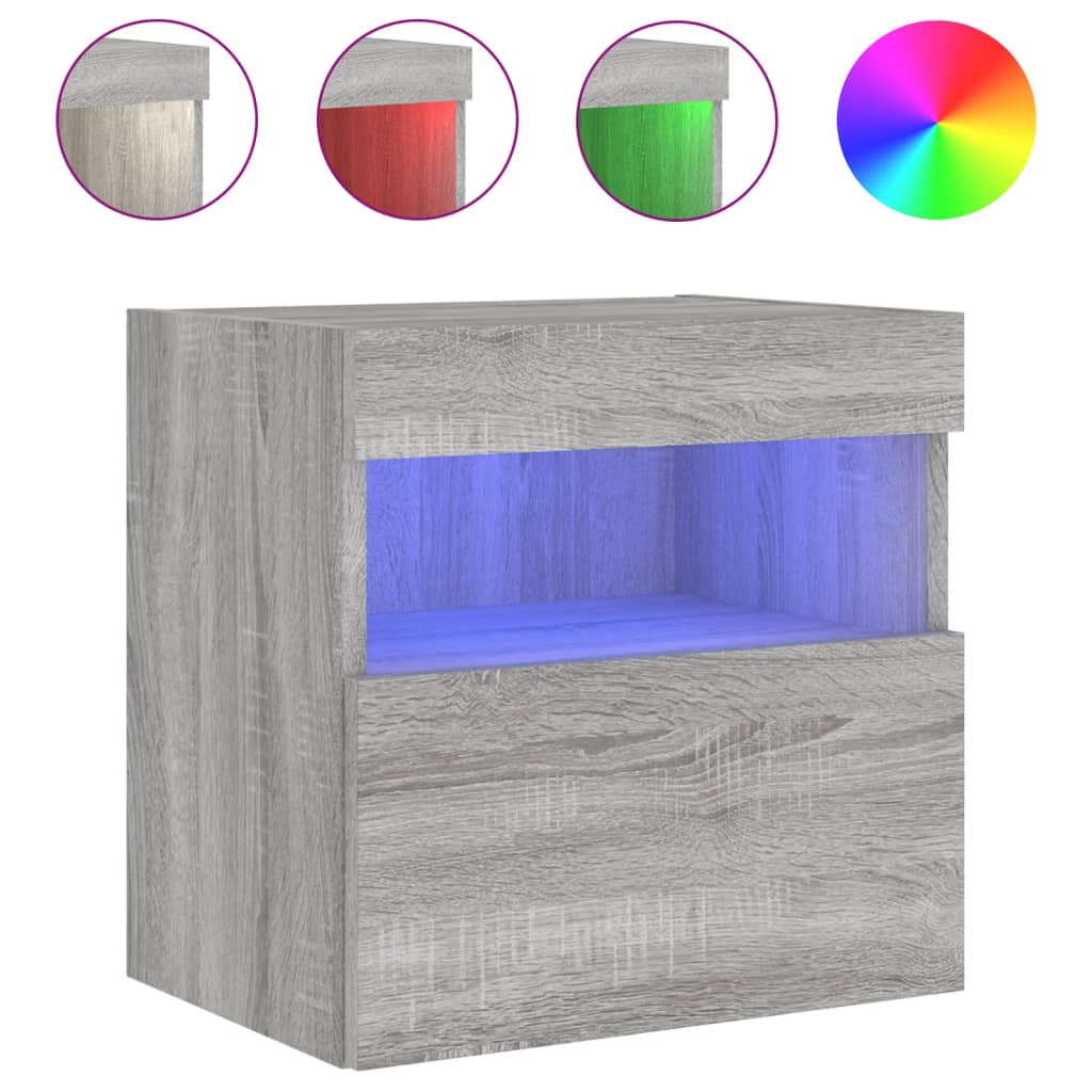Έπιπλα Τοίχου Τηλ. με LED 2 Τεμ. Γκρι Sonoma 40x30x40 εκ.