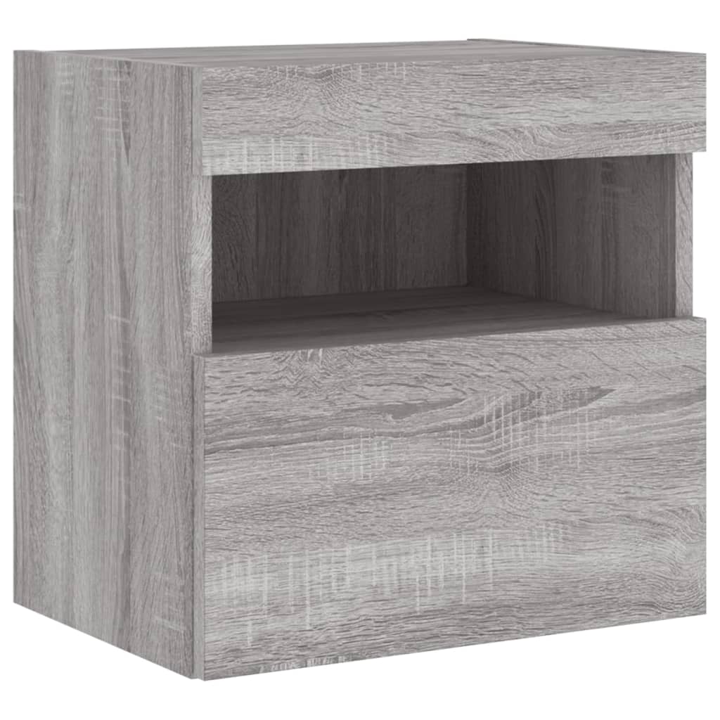 Έπιπλα Τοίχου Τηλ. με LED 2 Τεμ. Γκρι Sonoma 40x30x40 εκ.