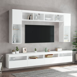 Έπιπλο Τοίχου Τηλεόρασης με LED Λευκό 40x30x40 εκ. - Pakobazaar